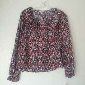 Croft & Barrow multicolored floral women's size PXS long sleeve blouse
